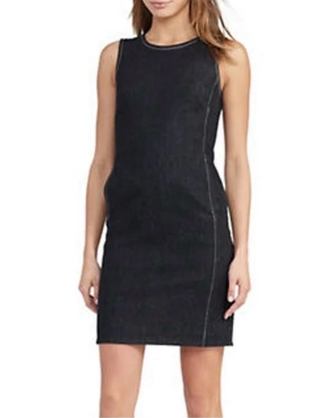 Vintage Lauren Ralph Lauren Shift Elegant Black Denim Sleeveless Dress